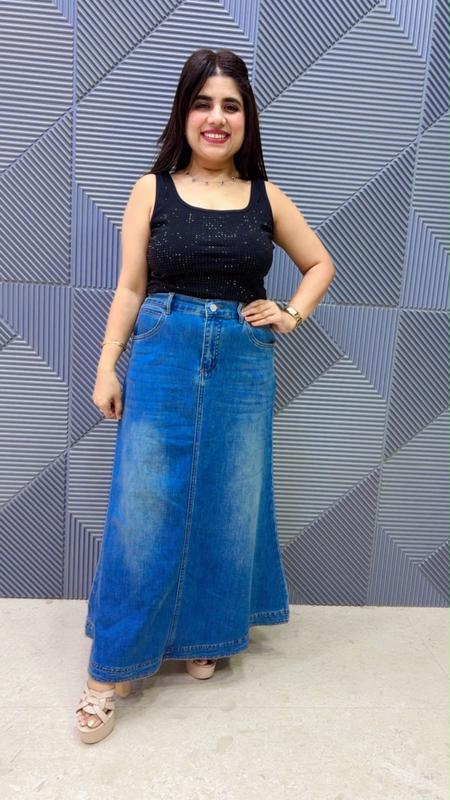 BEAUTIFUL DENIM SKIRT GGR5243 Girls Glitters