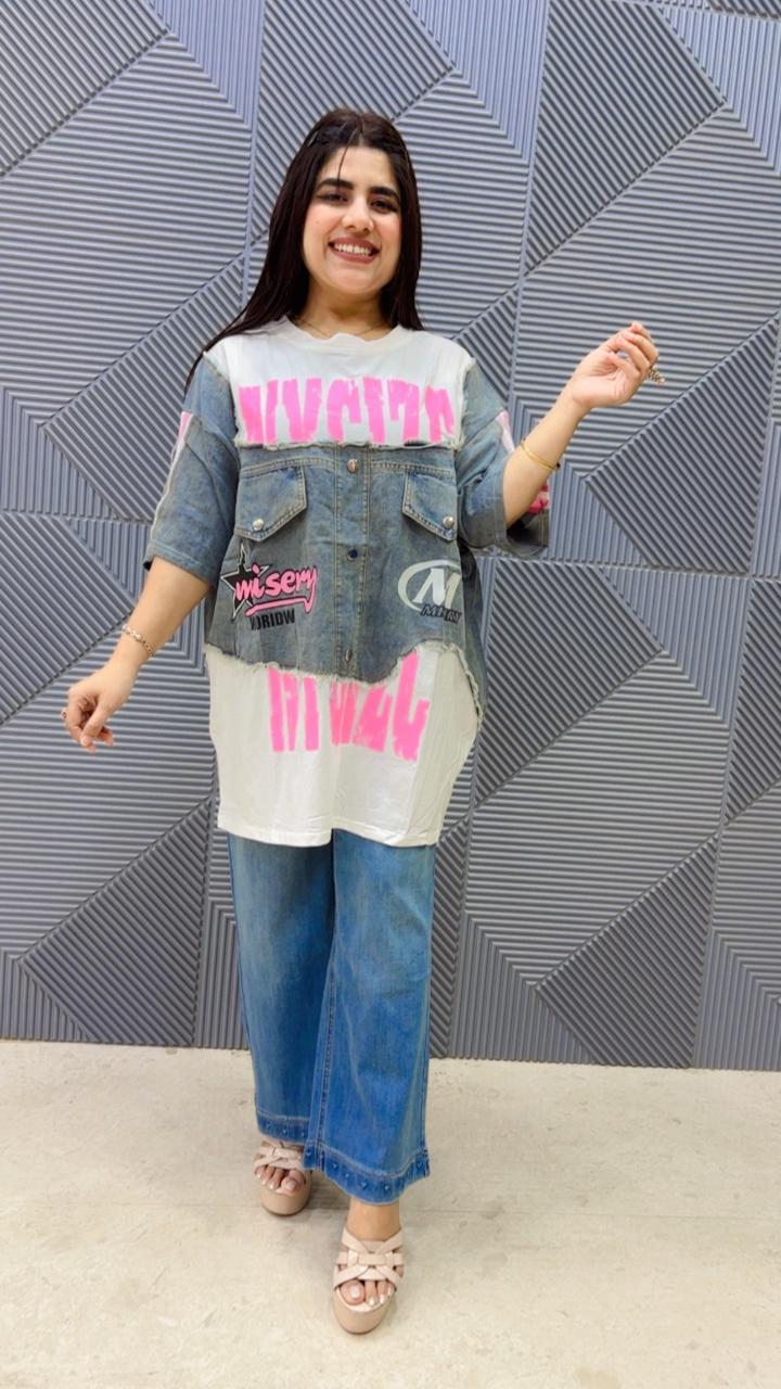 BEAUTIFUL PREMIUM DENIM T-SHIRT 5132 Girls Glitters