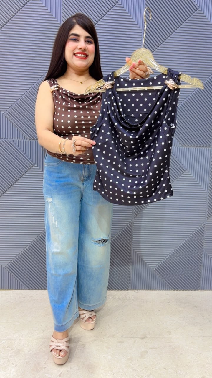 BEAUTIFULL POLKA DOT COWL NECK TOP GGR5172 Girls Glitters