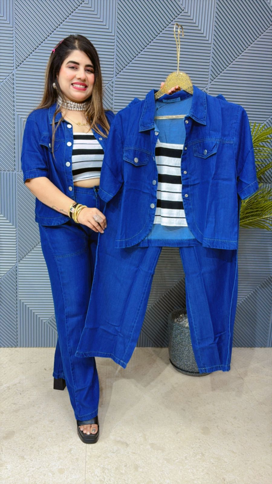 Beautiful 3Peice Denim Co-Ord Set GGR1332