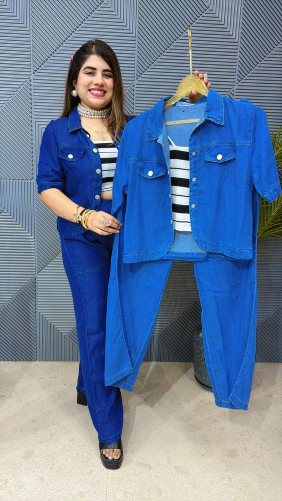 Beautiful 3Peice Denim Co-Ord Set GGR1332