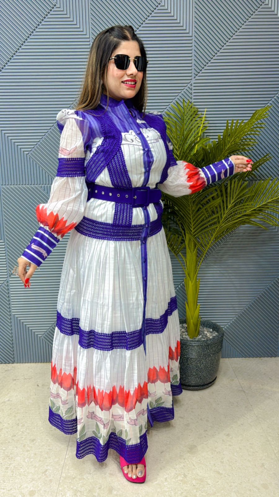 Beautiful Cotton Long Dress With Belt GGR1060