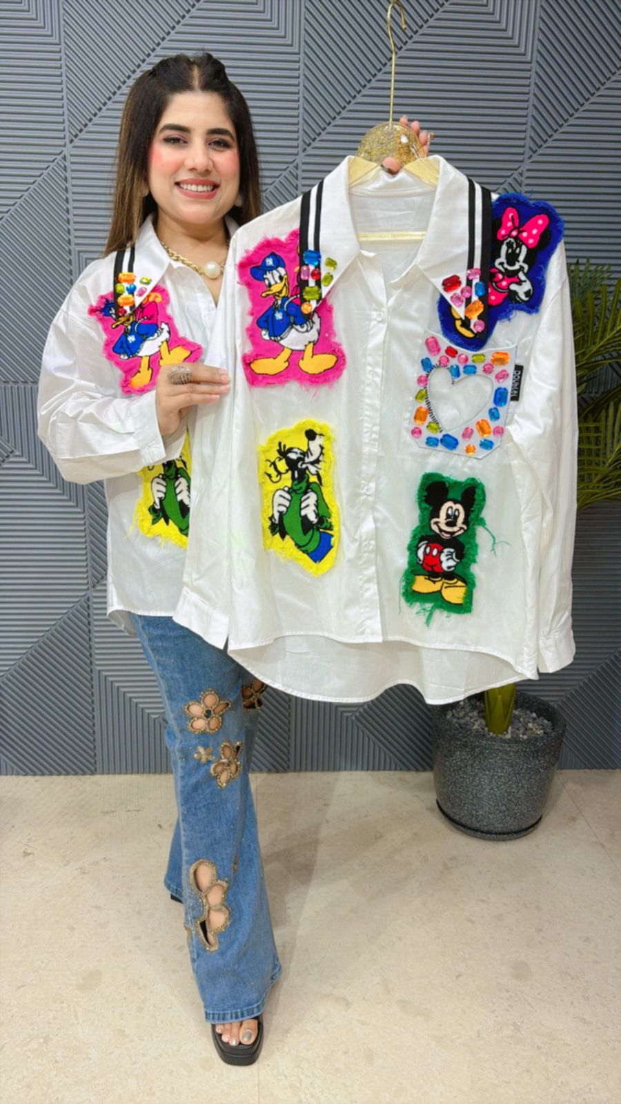 Beautiful Cotton Shirt With Patch and Stone Work GGR1296