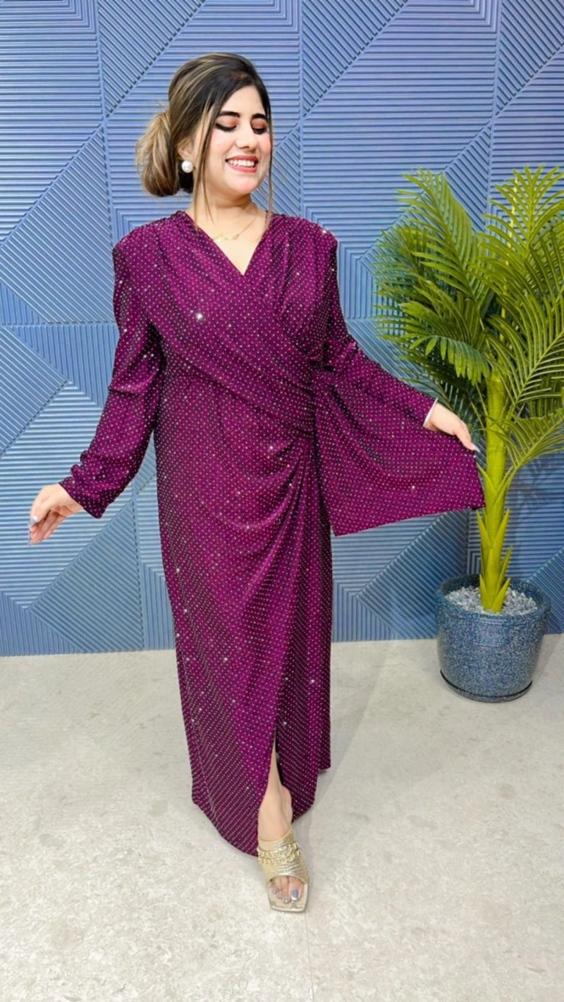 Beautiful Designer Partywear Imported Dress With Swarovski Work GGR742