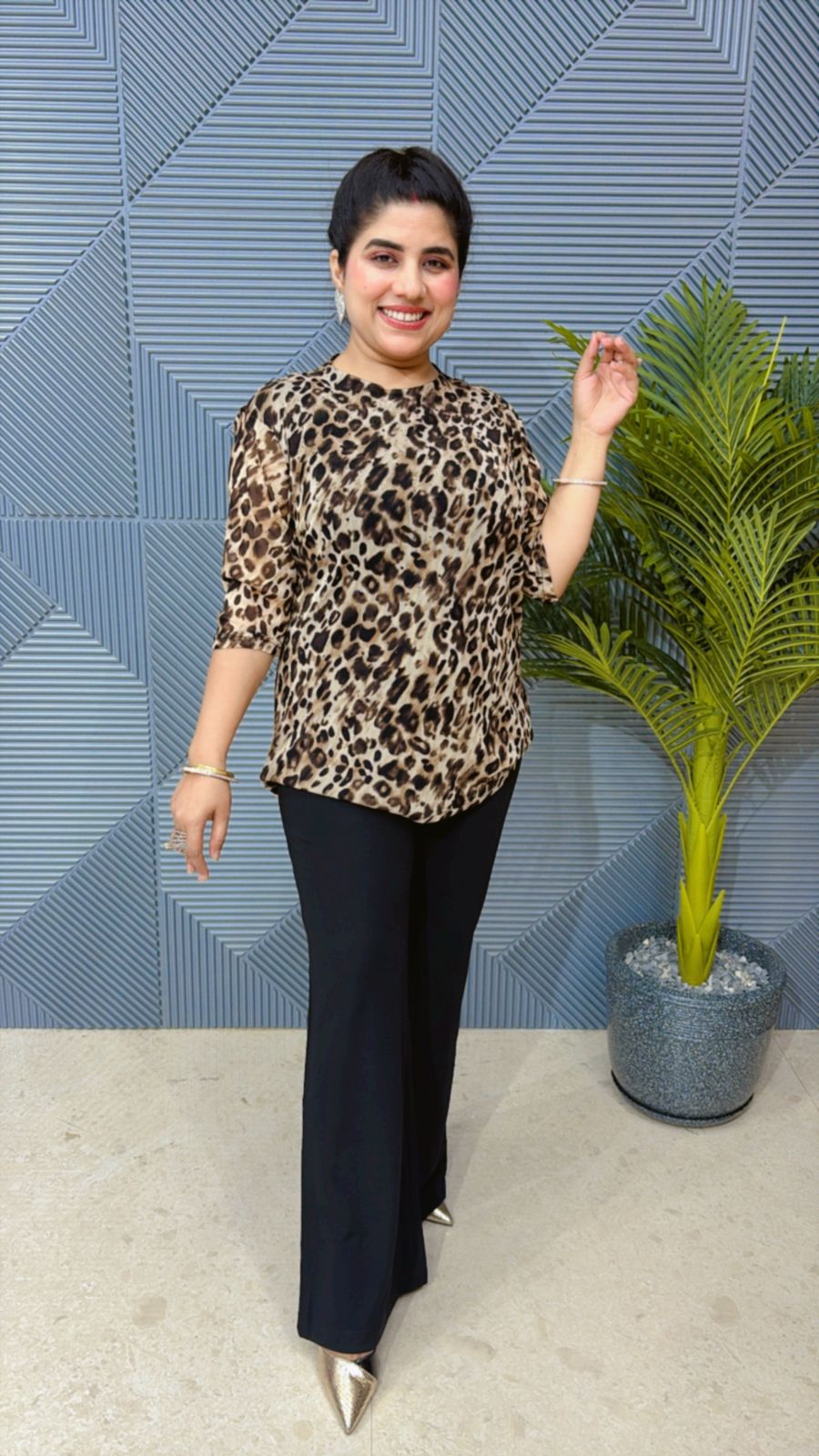 Beautiful Leopard Pawan Net Top GGR1283