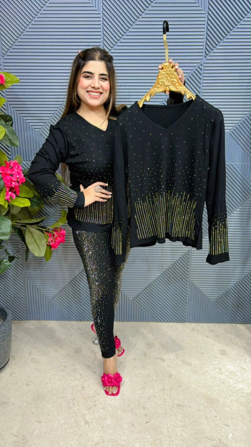 Beautiful Lycra Fabric Swarovski Top GGR558