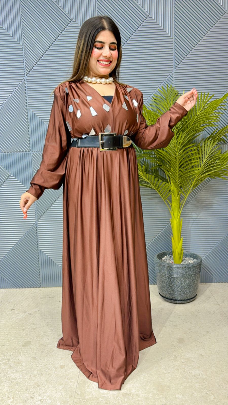 Beautiful One Piece Dress With Belt GGR1143