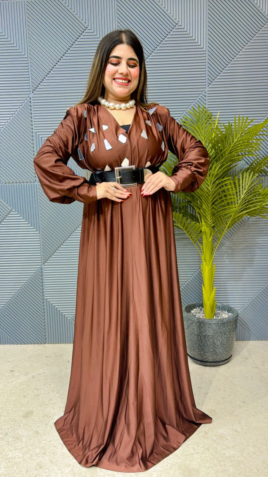 Beautiful One Piece Dress With Belt GGR1143