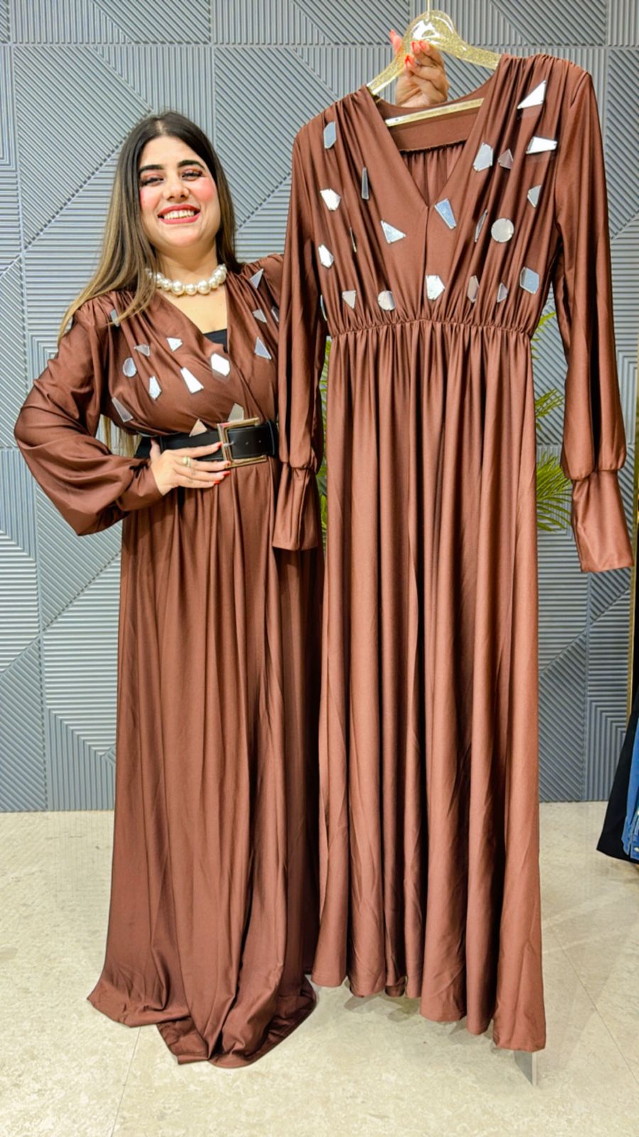 Beautiful One Piece Dress With Belt GGR1143