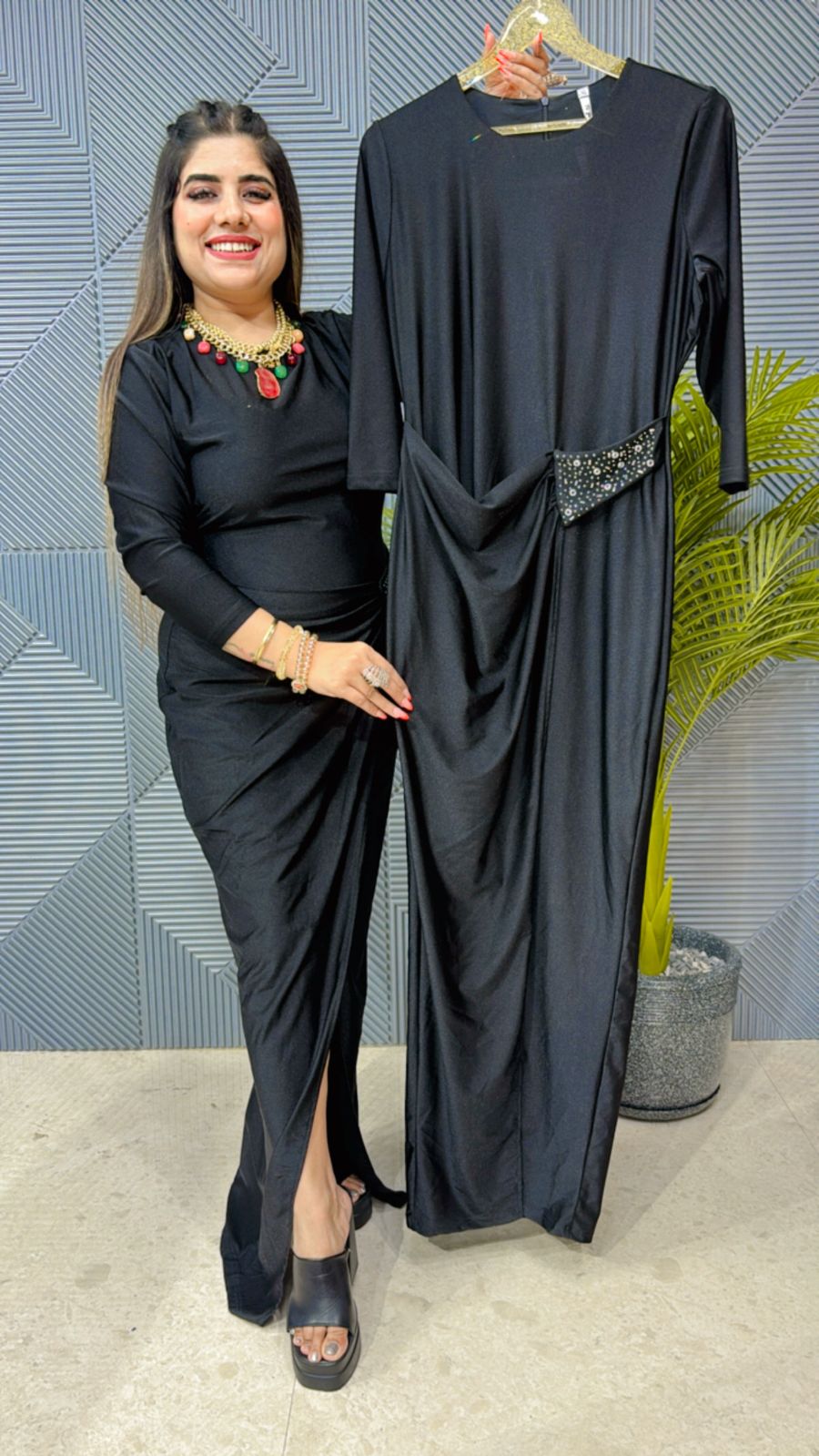 Beautiful Partywear Dress With Front Slit GGR1134