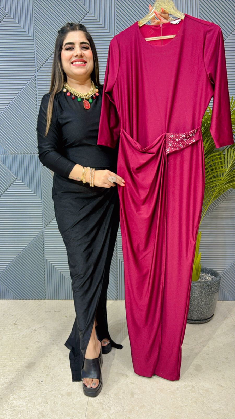 Beautiful Partywear Dress With Front Slit GGR1134