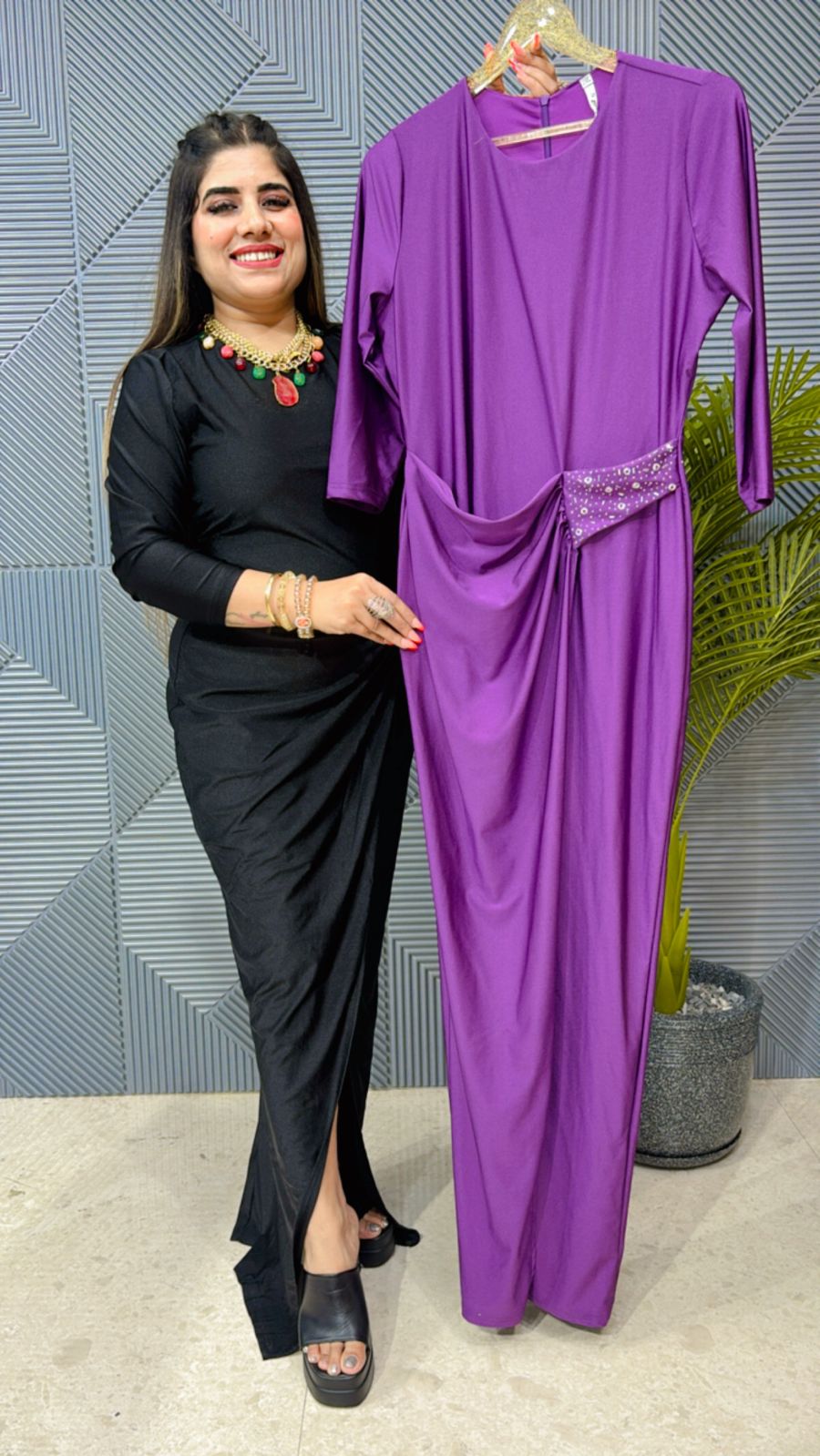 Beautiful Partywear Dress With Front Slit GGR1134
