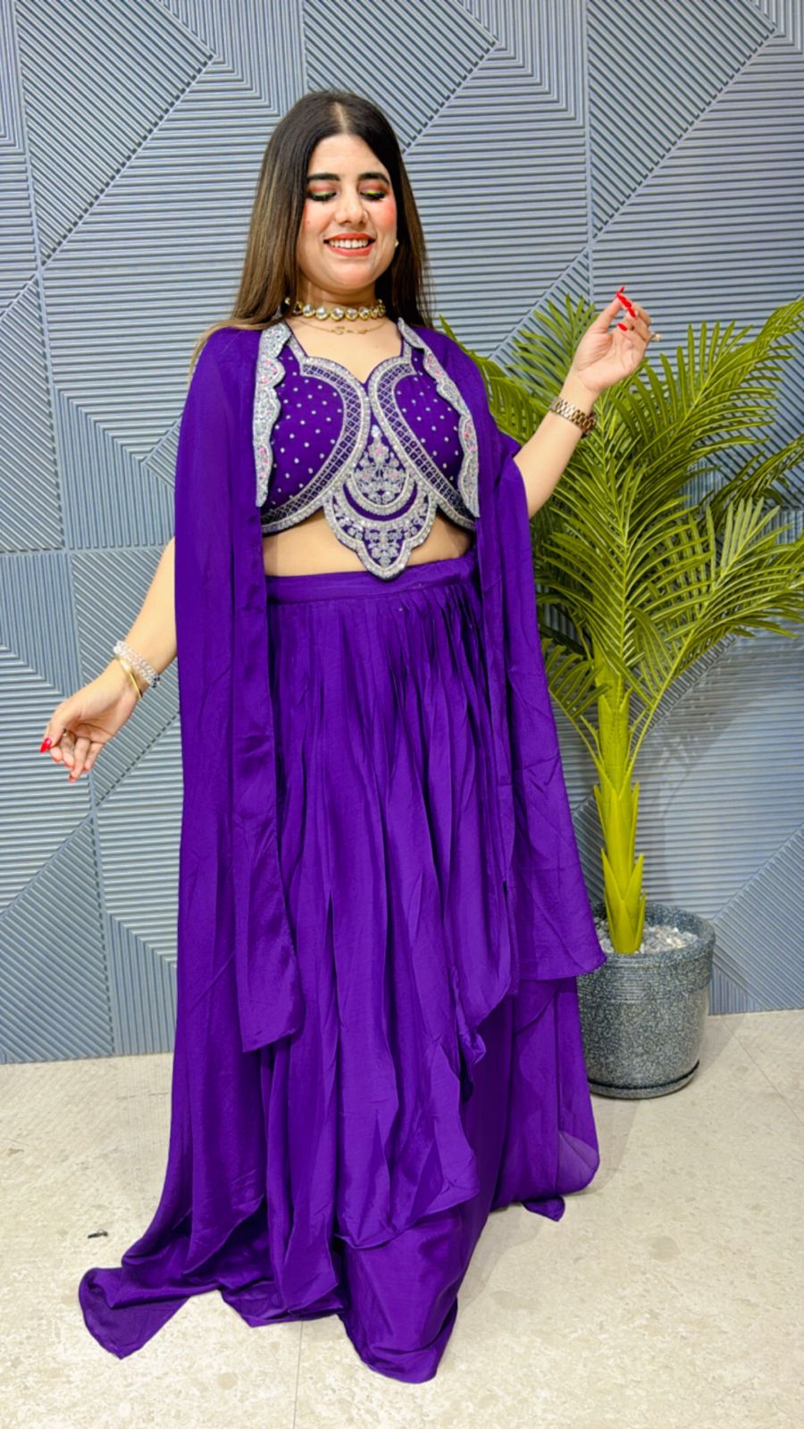 Beautiful Partywear Indowestern Set With Cape GGR1115