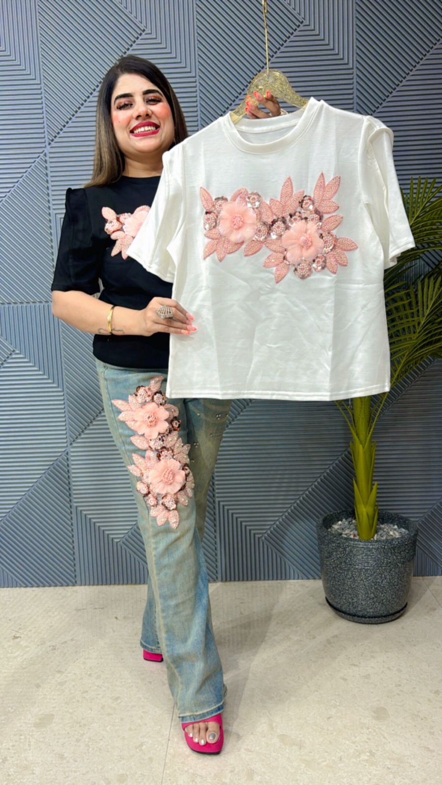 Beautiful Top With Flower Work on Front GGR1123