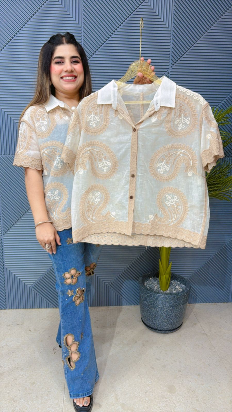 Cute Cotton Embroidery Shirt GGR1298