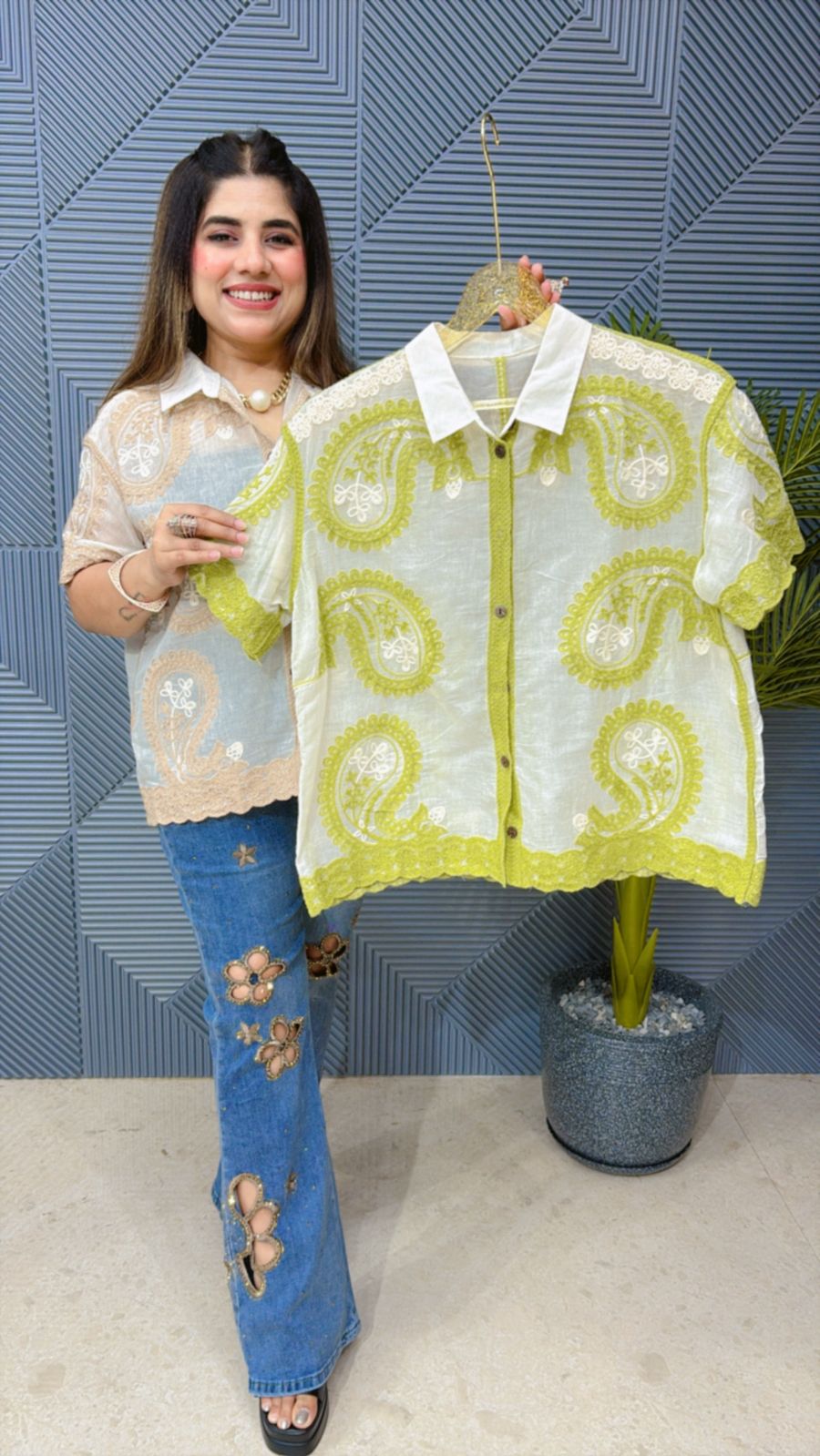 Cute Cotton Embroidery Shirt GGR1298