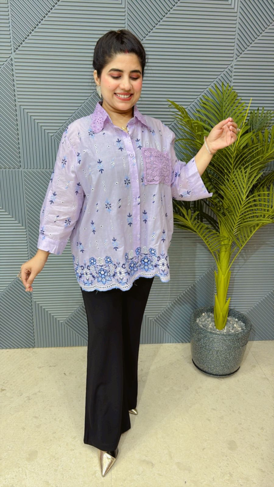 Cute Cotton Shirt With Embroidery GGR1282