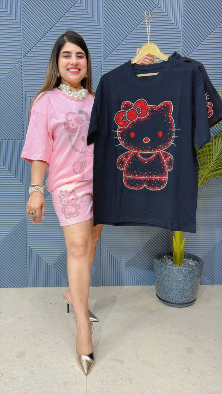 Cute Kitty Co-ord Set With Shorts GGR1259