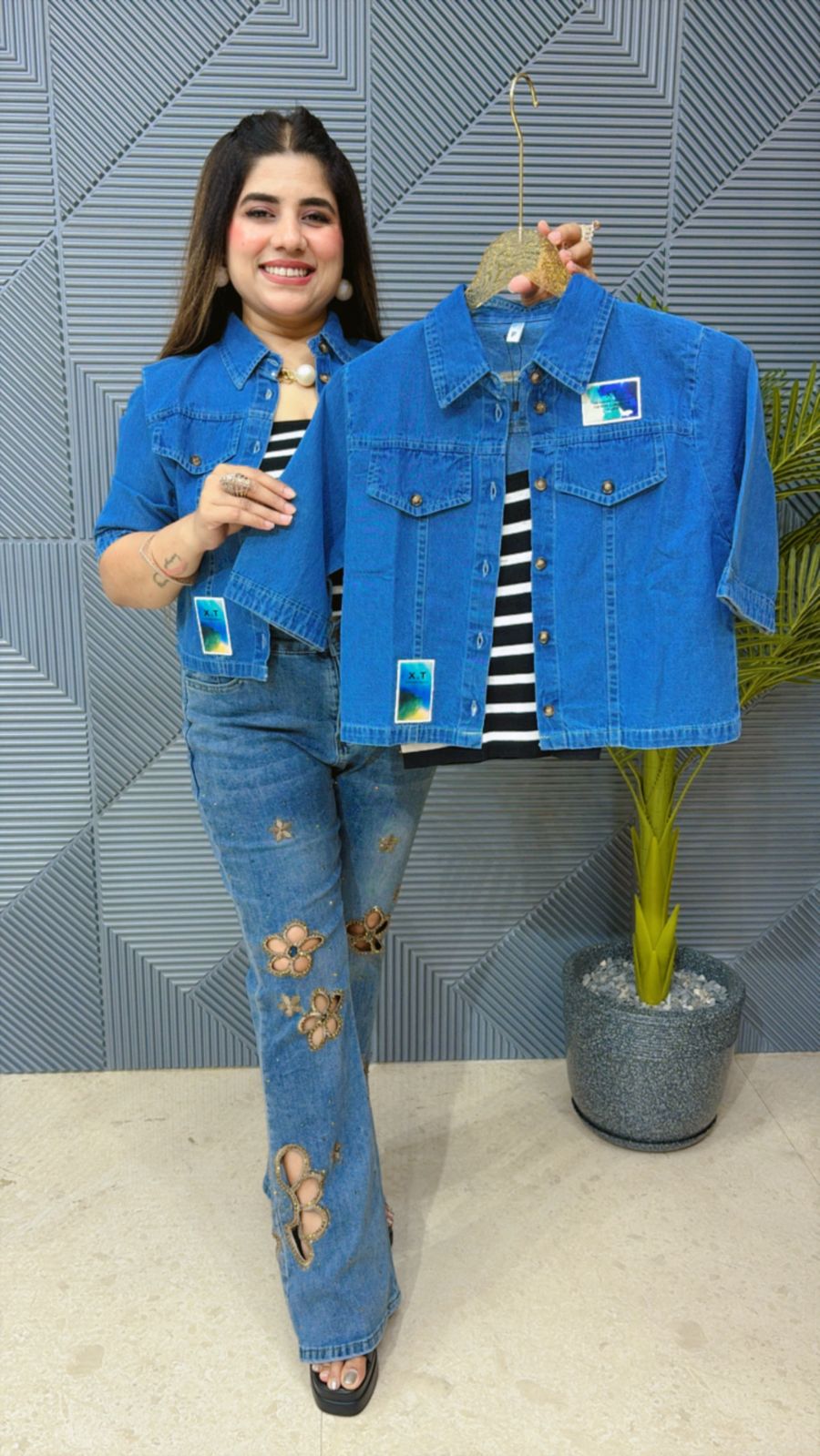 Denim Top With Bustier GGR1287