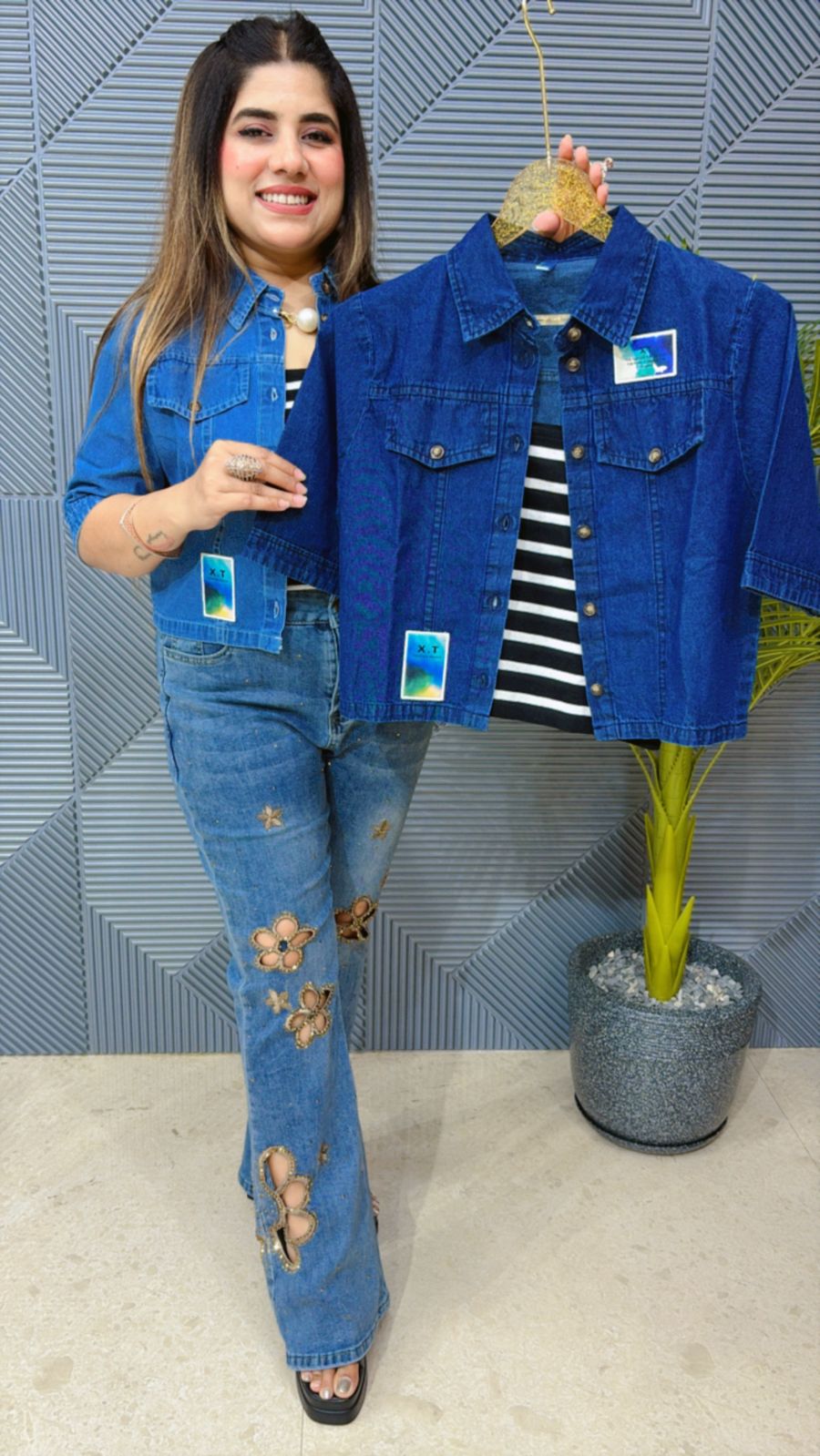 Denim Top With Bustier GGR1287