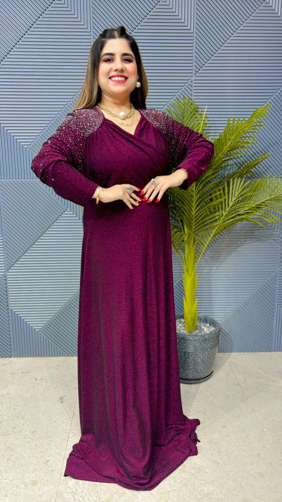 Designer Partywear Dress With Swarovski Work GGR1065