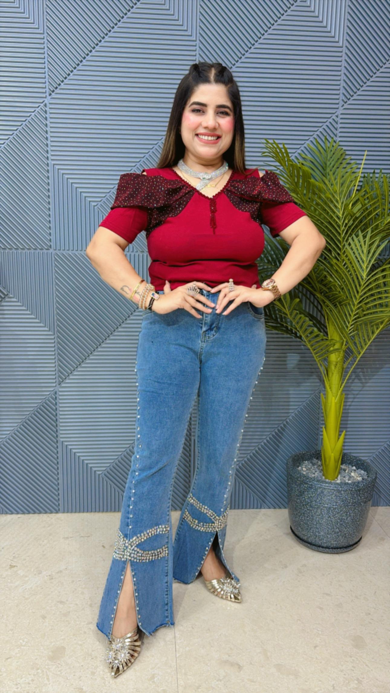 Jeans With Pearl Work GGR1451