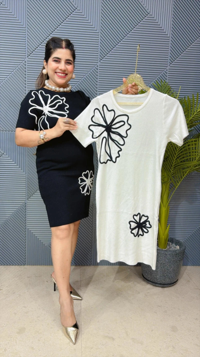 FLOWER NITTED DRESS GGR1521