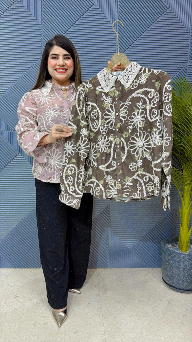 EMBIORDED WORK SHIRT FOR SUMMER GGR1601