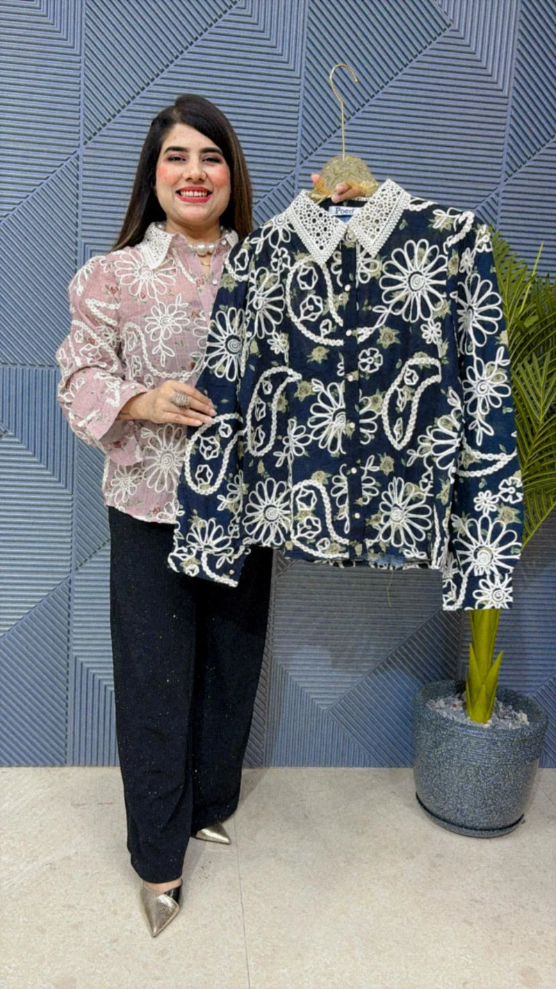 EMBIORDED WORK SHIRT FOR SUMMER GGR1601