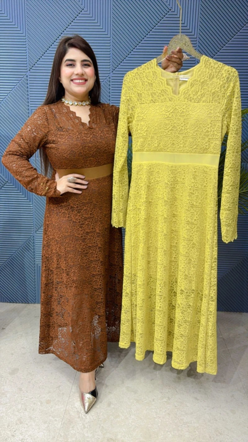 PREMIUM PADED LACEWORK DRESS WITH LINING GGR1868