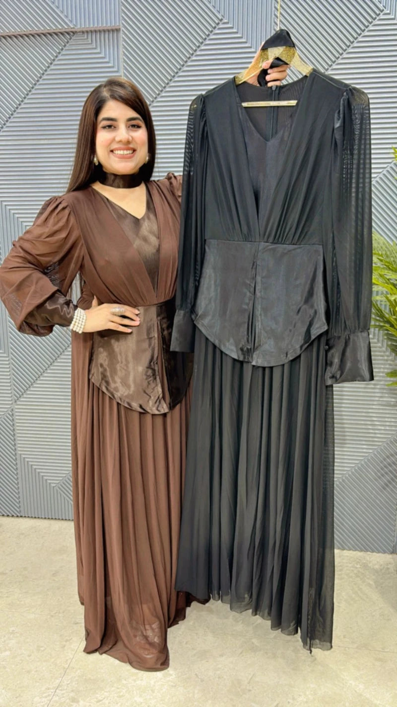 PREMIUM SUMMER WEAR POWERNET DRESS WITH CHOKAR NECK GGR3221