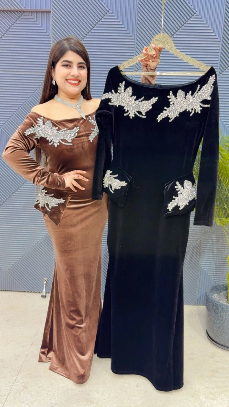 PREMIUM VELVET WISH-CUT DRESS GGR3295