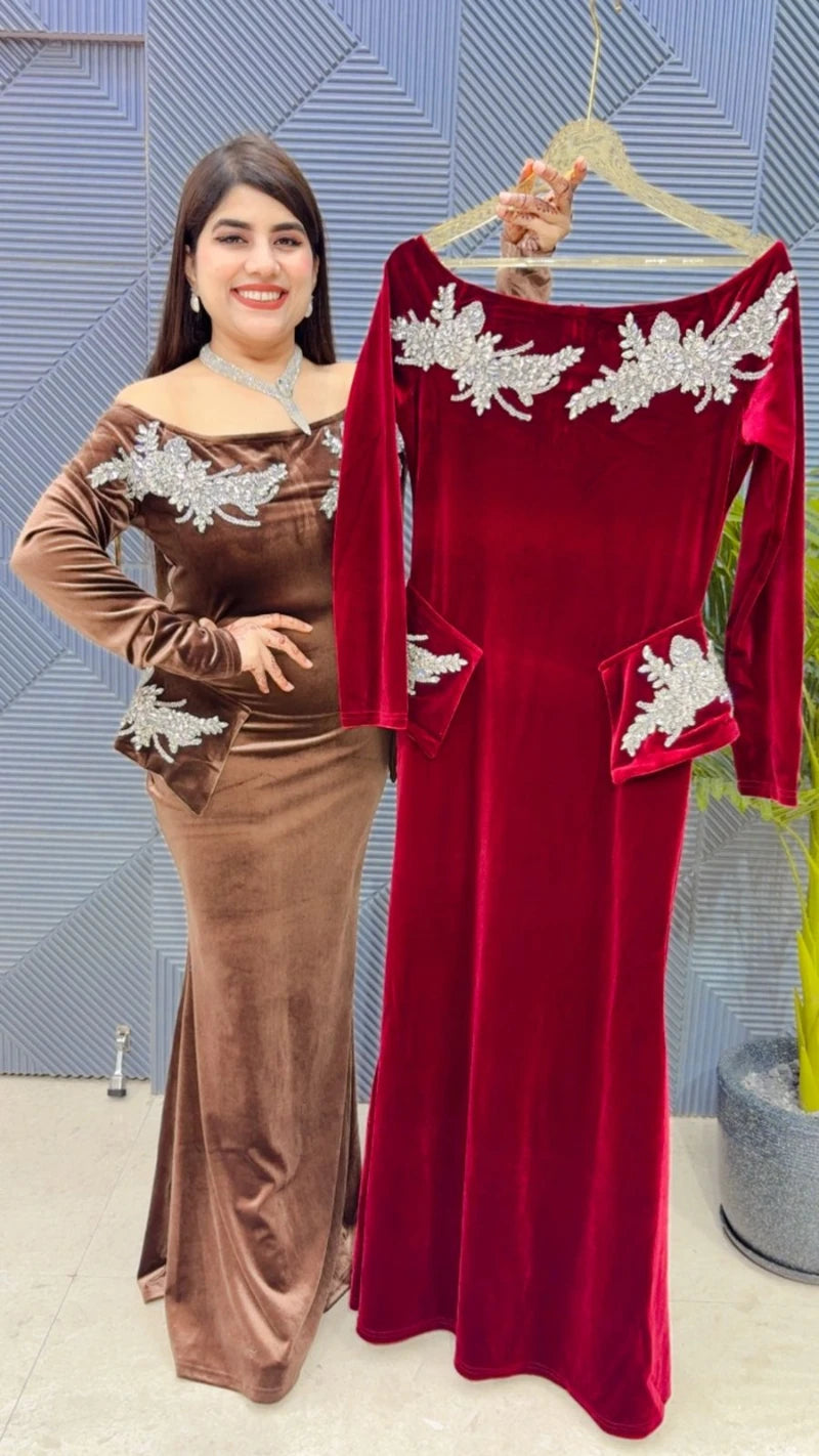 PREMIUM VELVET WISH-CUT DRESS GGR3295