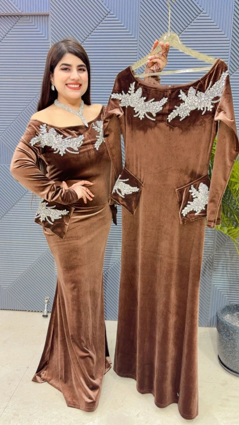 PREMIUM VELVET WISH-CUT DRESS GGR3295
