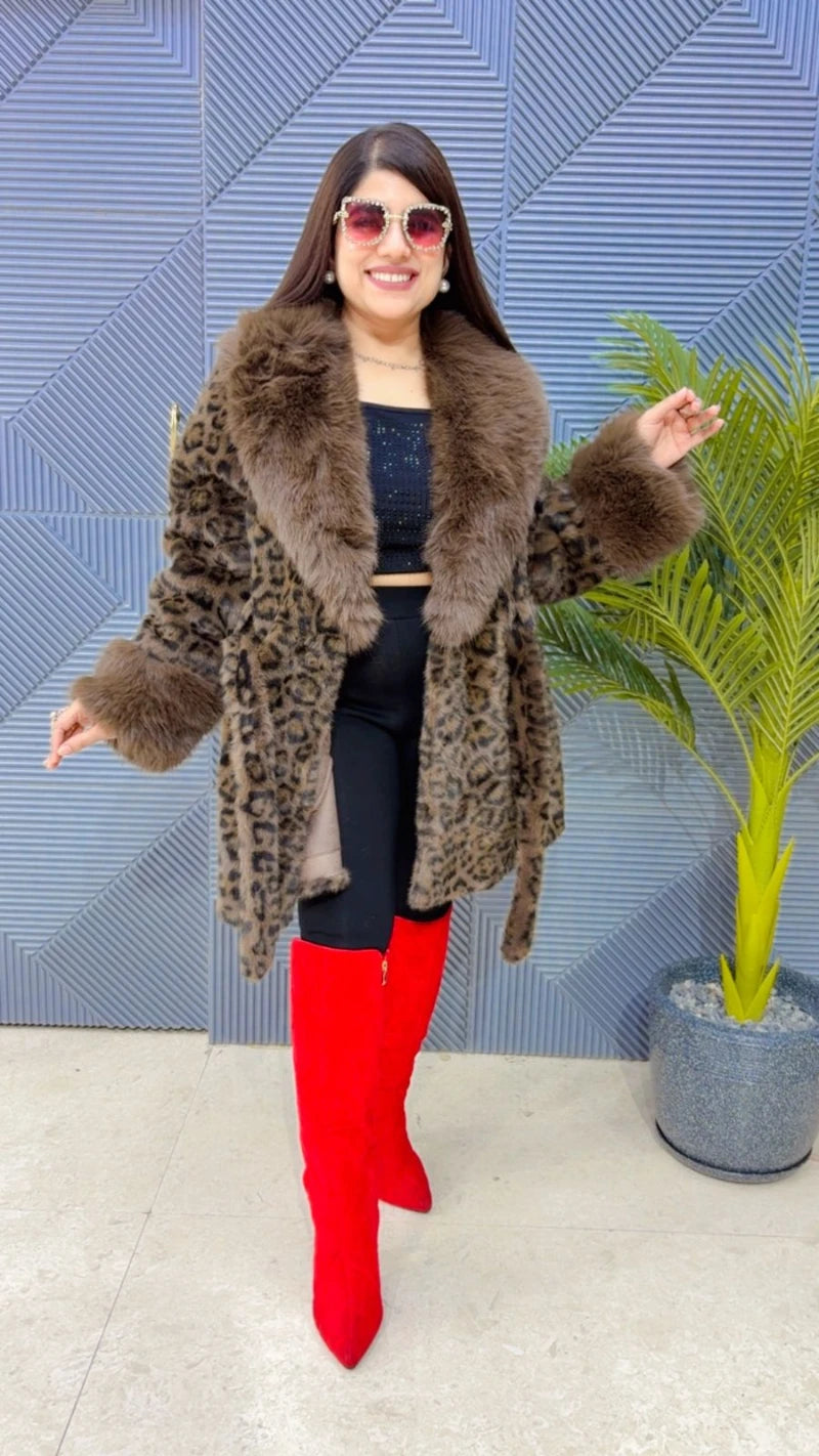 PREMIUM WINTERWEAR FURR JACKET WITH BELT GGR3493