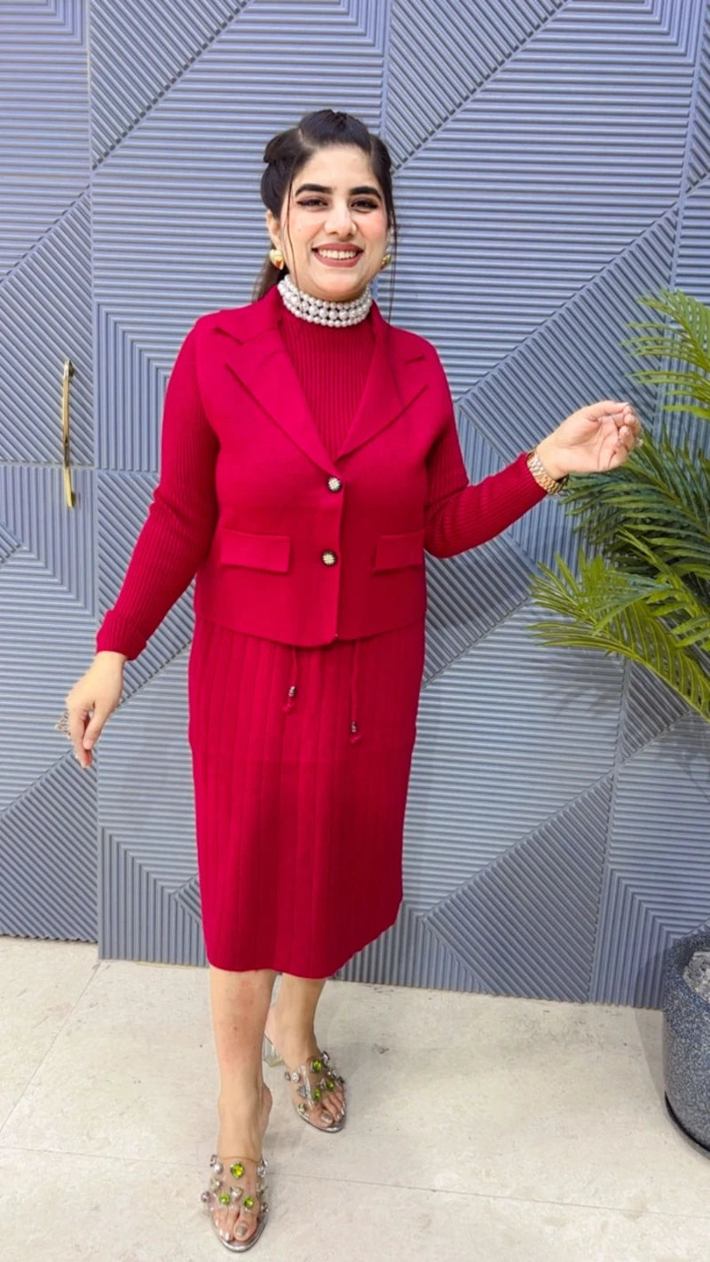 PREMIUM WINTERWEAR DRESS WITH CUT SLEEVS JACKET GGR3653