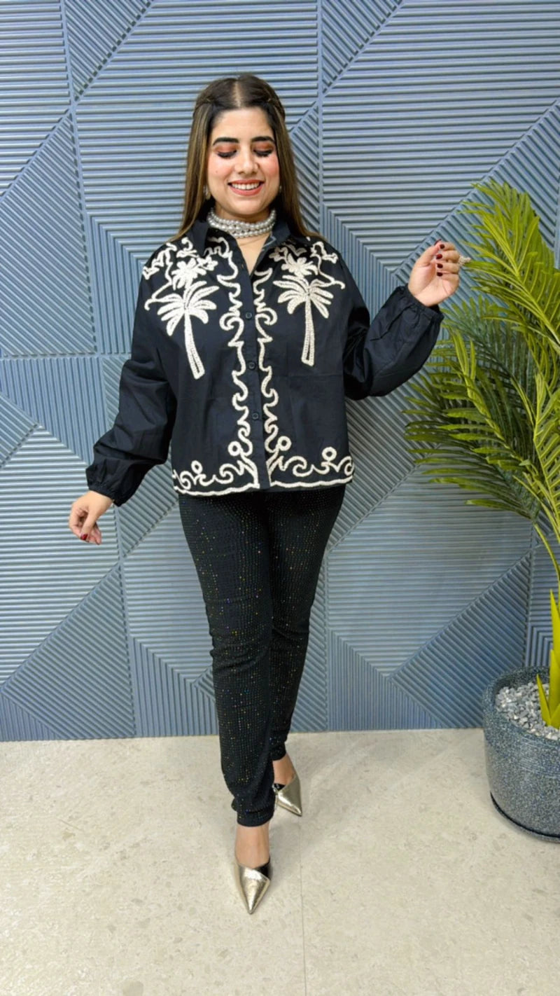 Imported Cotton Fabric Top With Embroidery Work GGR584