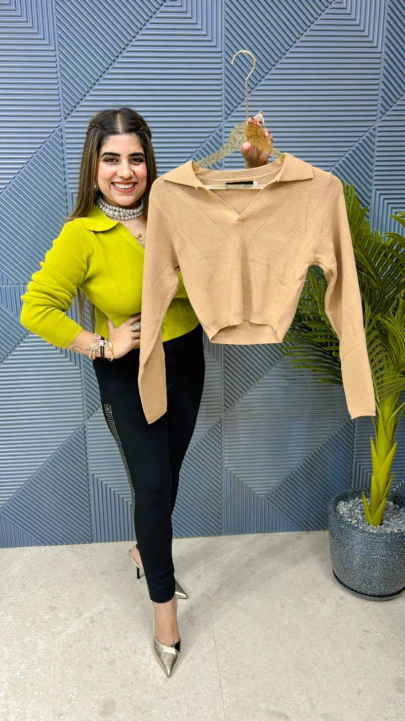 Imported Knitted Stretchable Fabric Crop Top GGR582