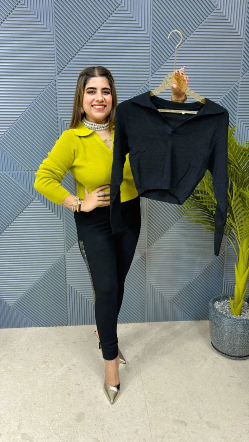 Imported Knitted Stretchable Fabric Crop Top GGR582