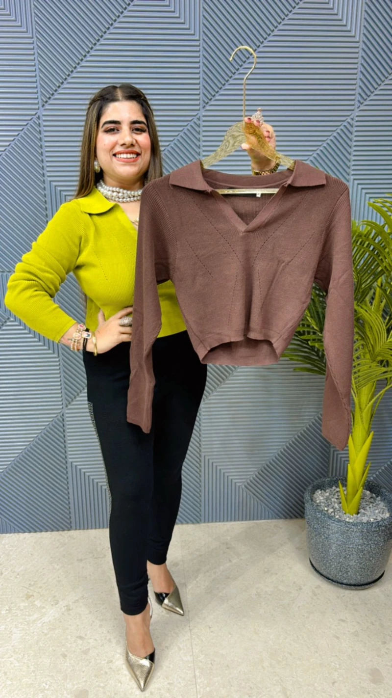 Imported Knitted Stretchable Fabric Crop Top GGR582