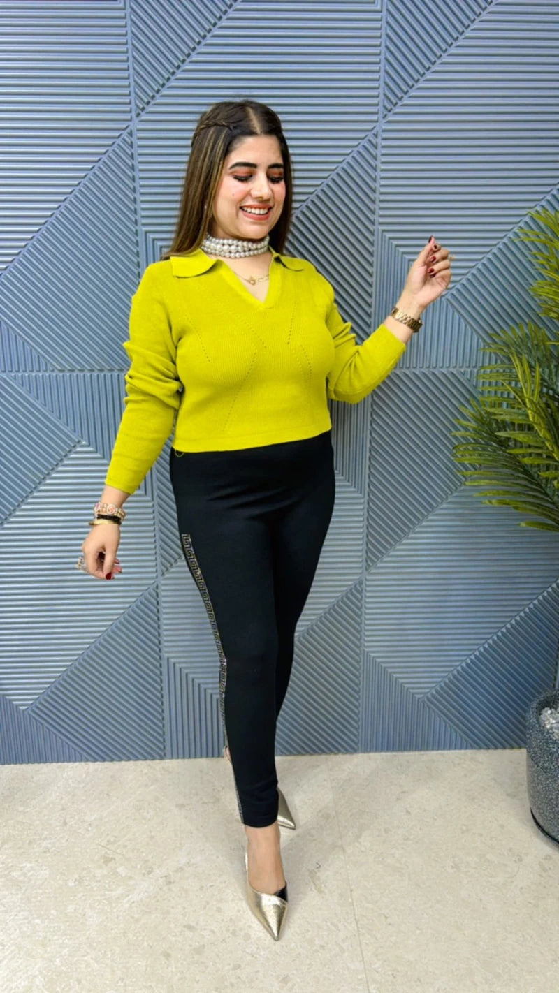 Imported Knitted Stretchable Fabric Crop Top GGR582