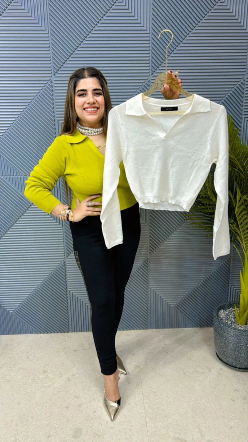 Imported Knitted Stretchable Fabric Crop Top GGR582