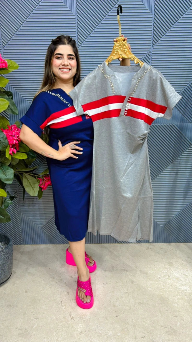 Midi Dress With Beautiful Neck GGR562