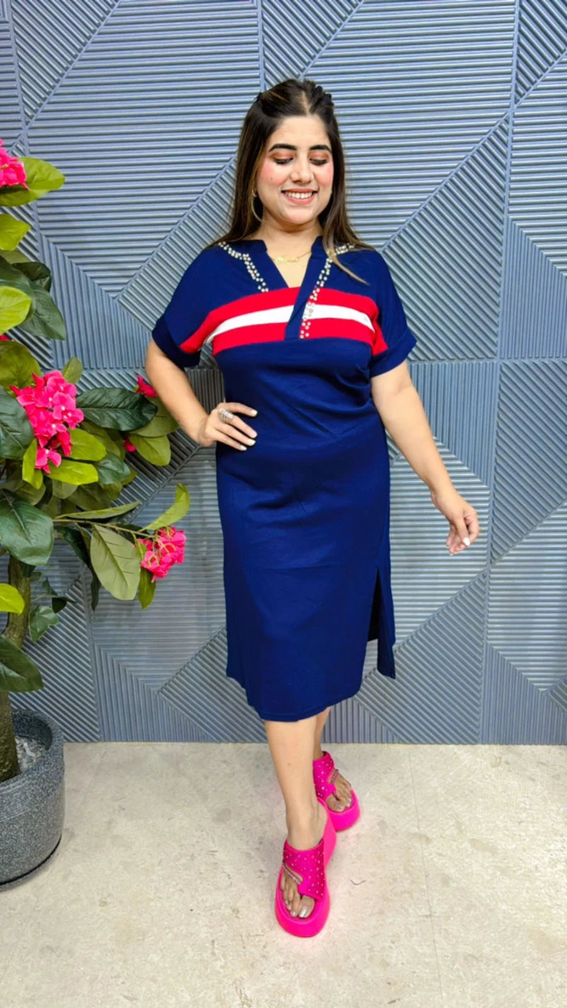 Midi Dress With Beautiful Neck GGR562