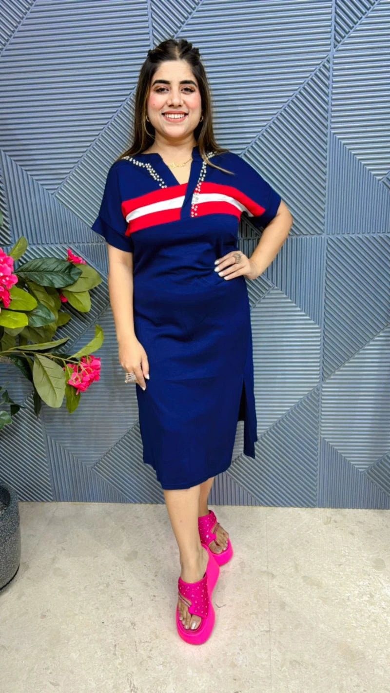 Midi Dress With Beautiful Neck GGR562