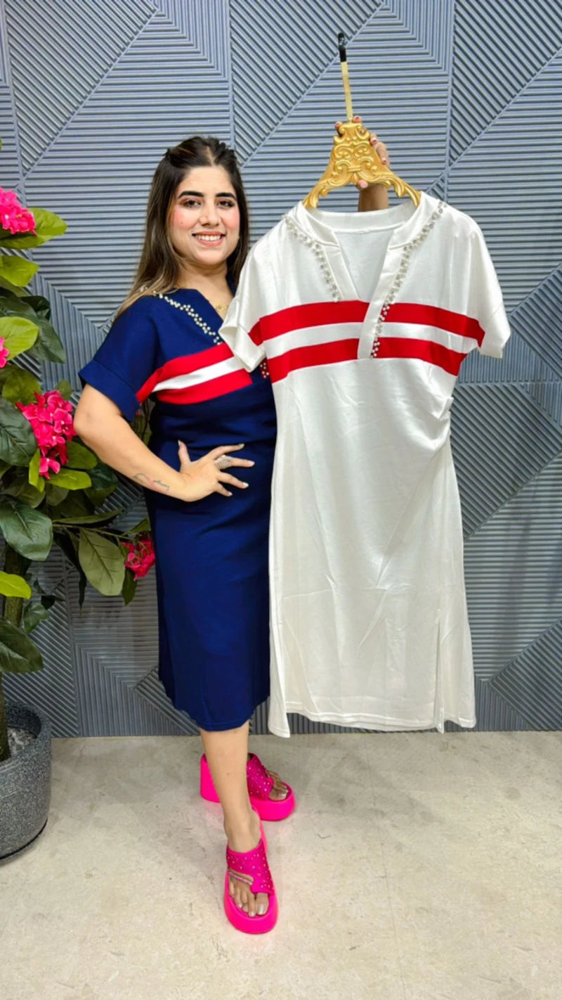 Midi Dress With Beautiful Neck GGR562