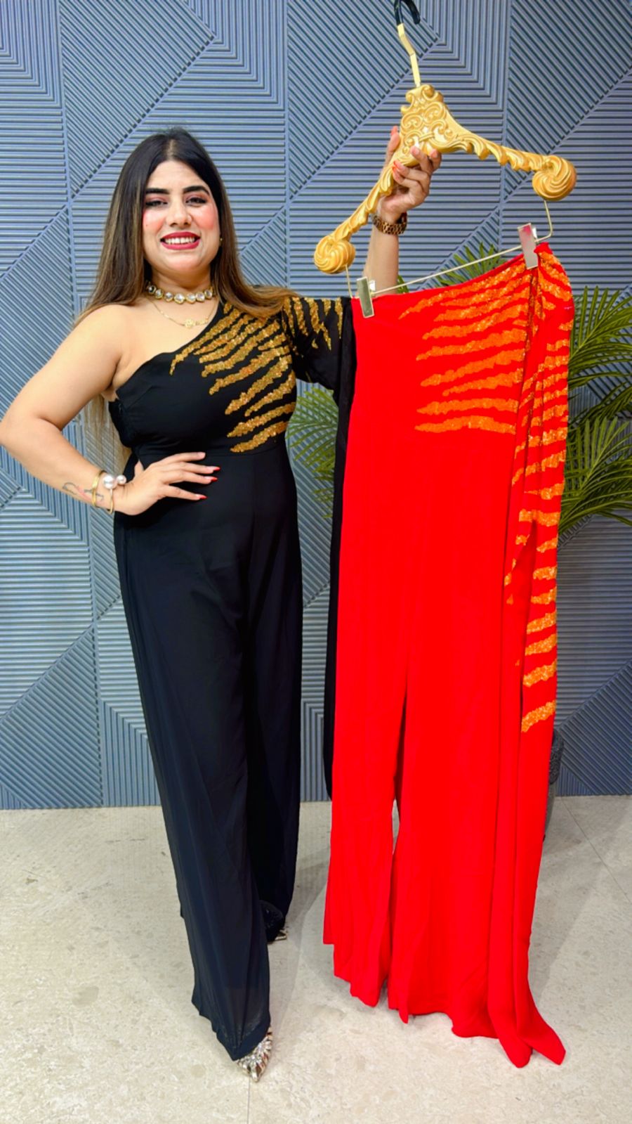 One Shoulder Jumpsuit With Front Suroskie Work GGR1173