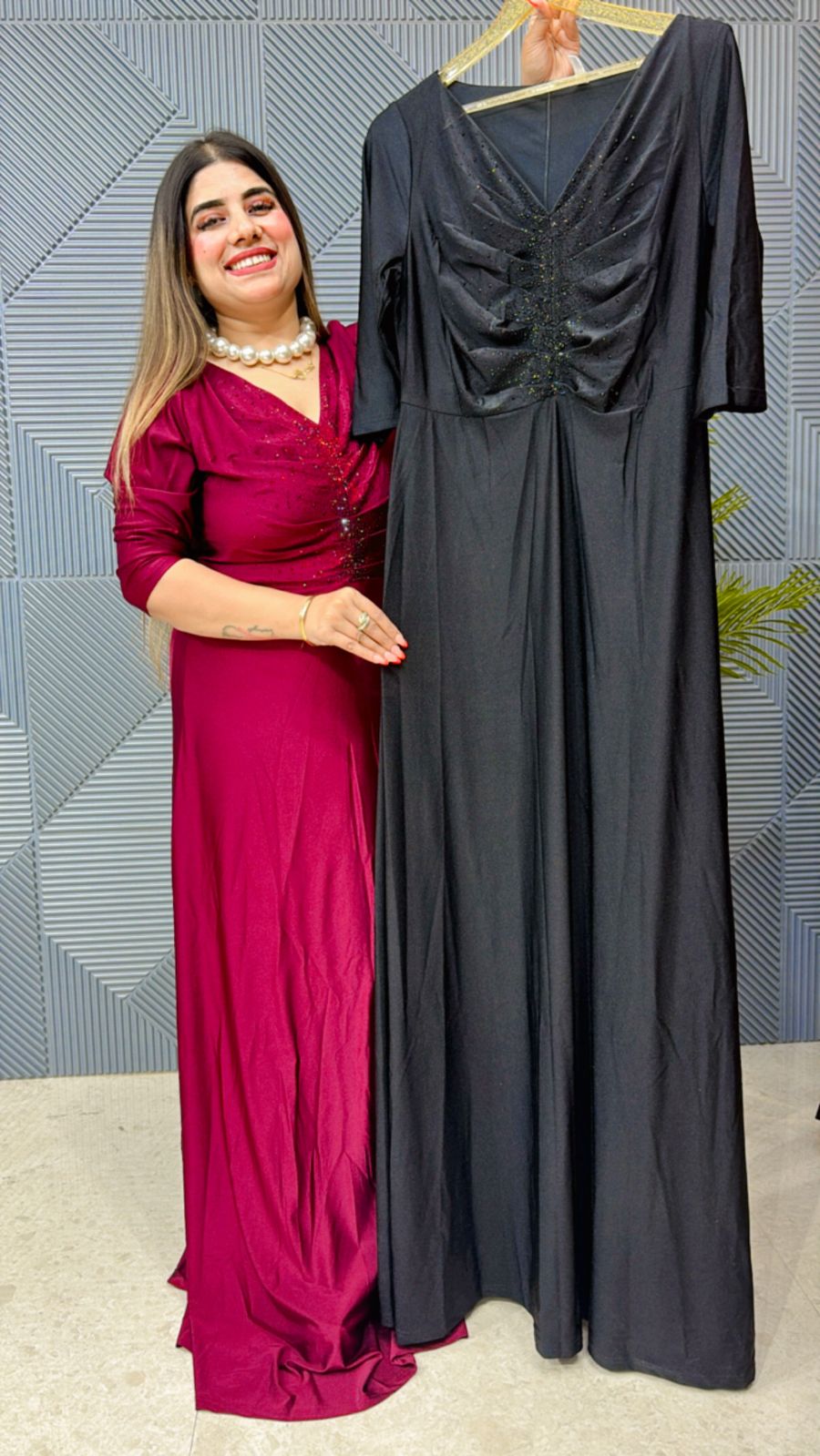 Partywear Dress With Beautiful Front Work GGR1140