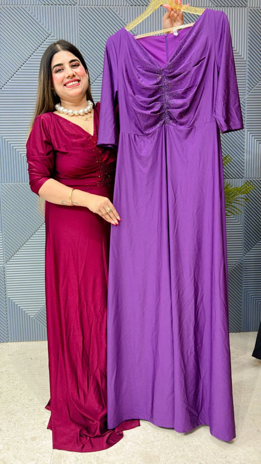 Partywear Dress With Beautiful Front Work GGR1140