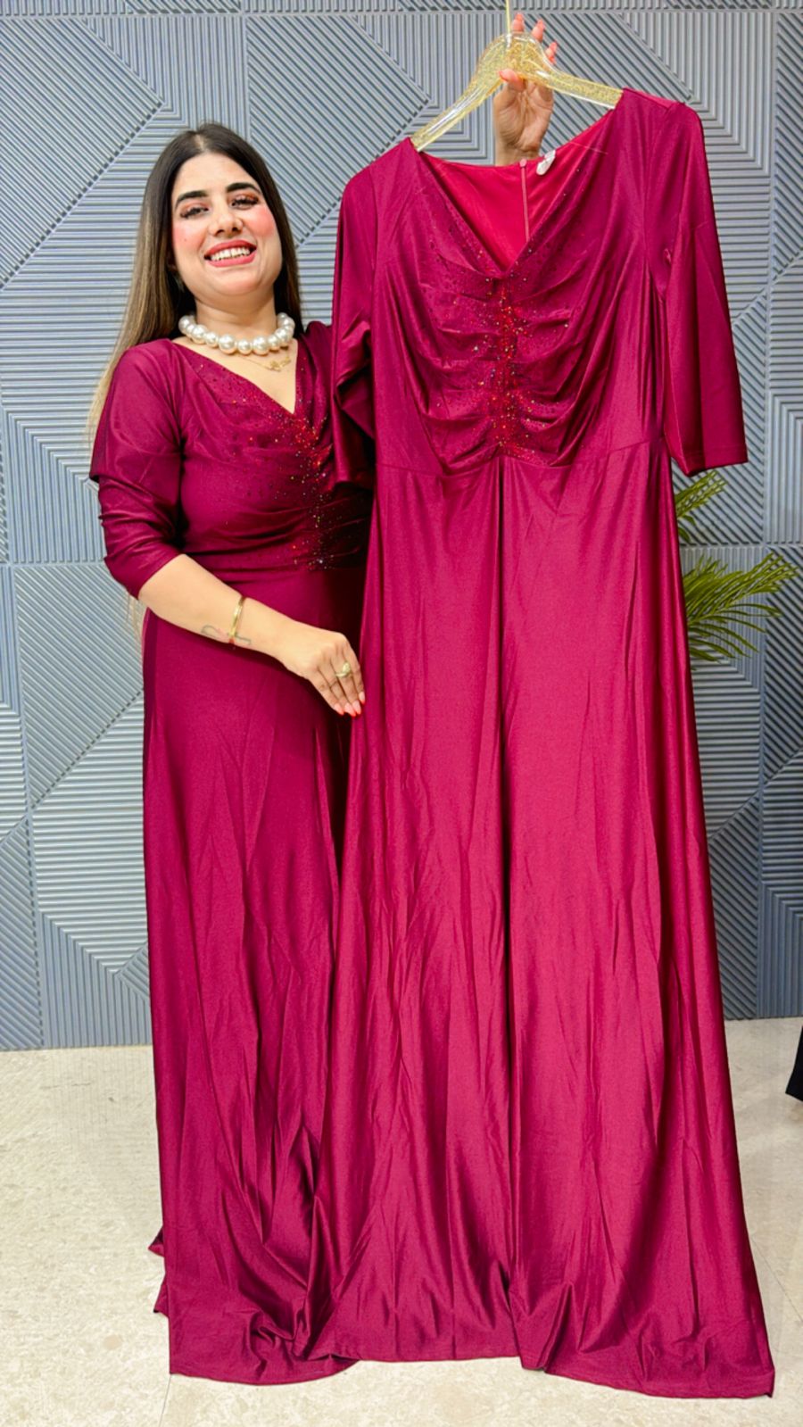 Partywear Dress With Beautiful Front Work GGR1140